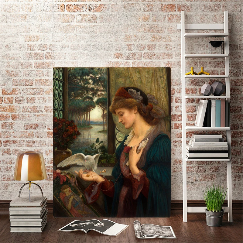 Британский живописец Marie Spartali Stillman Love's Messenger плакаты и принты, настенная живопись на холсте, домашний декор для влюбленных, подарки