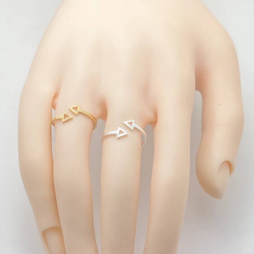 Resizable Double Arrow Ring Minimalism Geometric Triangles Men Jewelry Stainless Steel Aros Punk Anillos Mujer Best Friend Gifts | Украшения