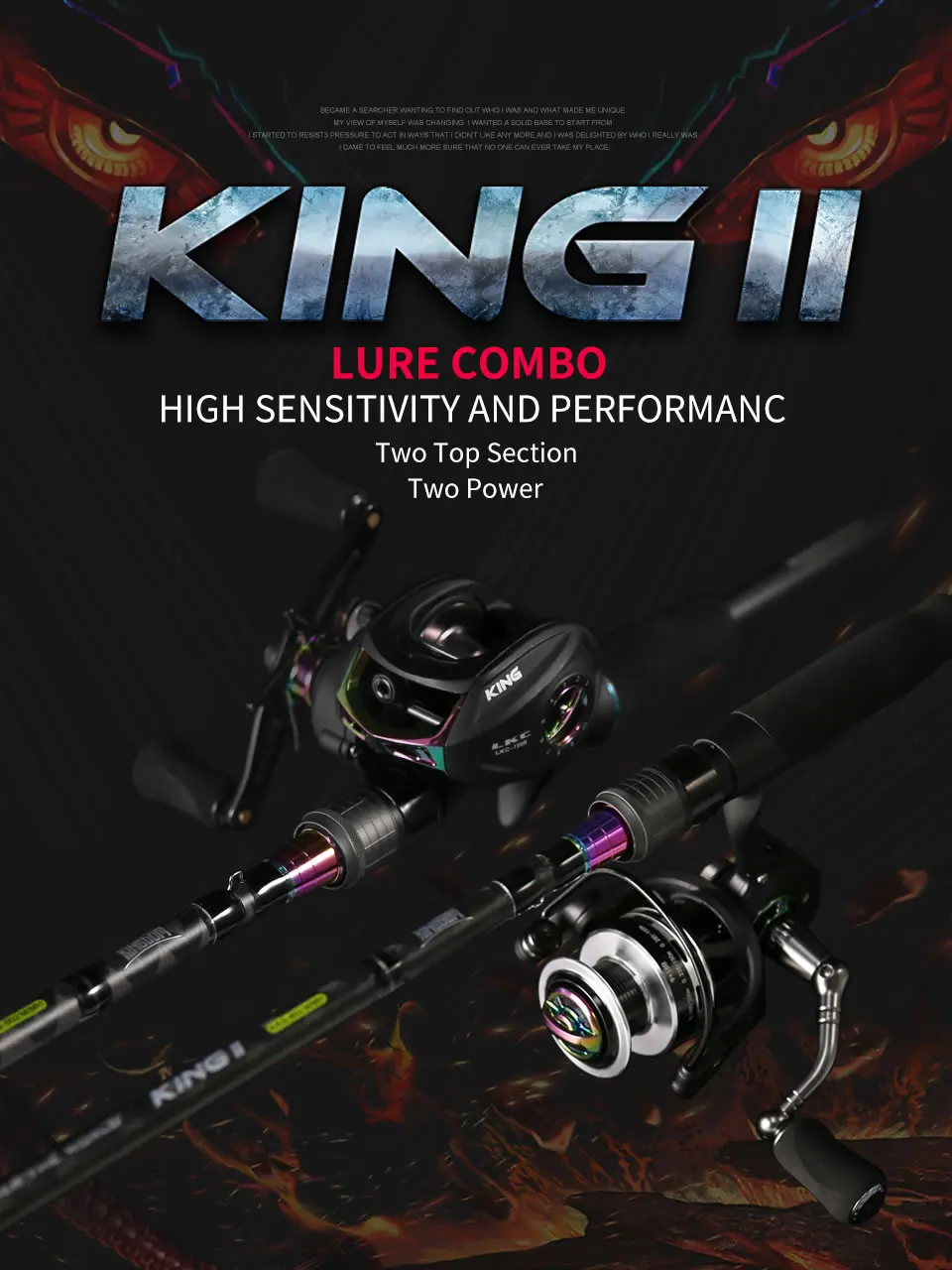 Kingdom KING II спиннинговое удилище комбинированное baitcasing спиннинговые удочки набор катушка 2 шт. верхняя секция и 2 шт. силовые рыболовные снасти