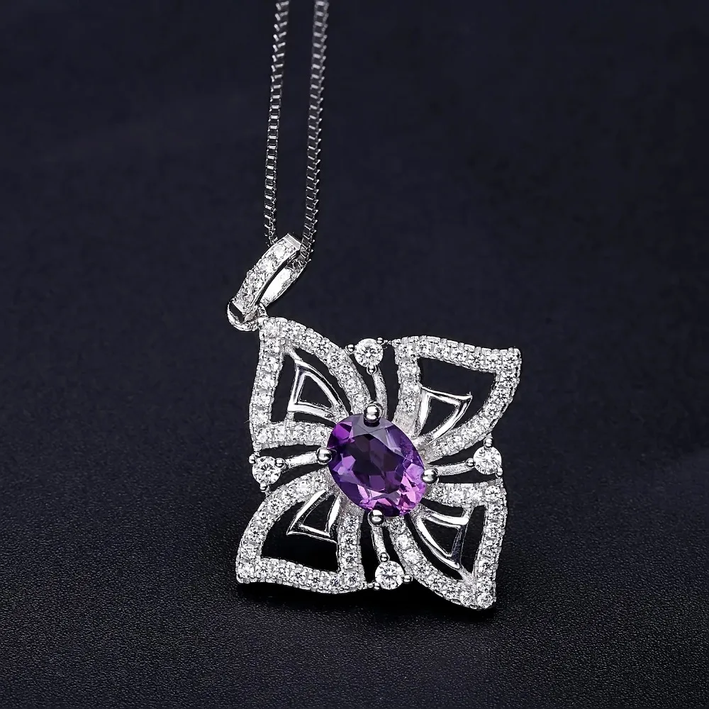 Женский кулон бабочка GEM'S BALLET 1.30Ct Овальный натуральный аметист ювелирное