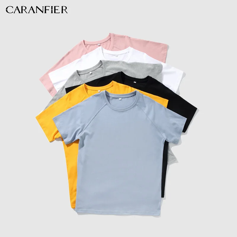 Мужская футболка с круглым вырезом CARANFIER повседневная хлопковая Футболка