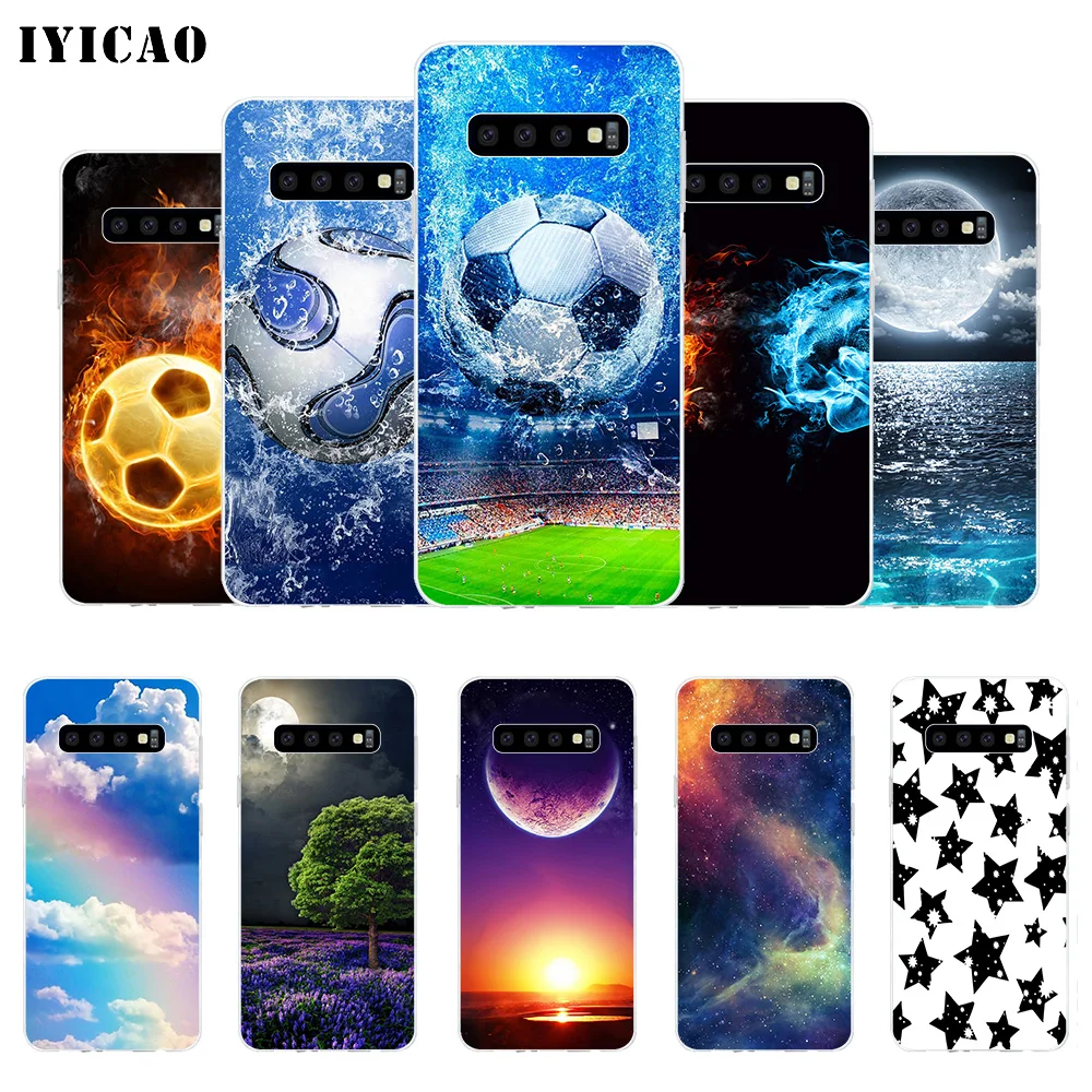 IYICAO Fire Football sky moon Мягкий силиконовый чехол для телефона Samsung Galaxy S10e S10 S9 S8 Plus S7 Edge TPU