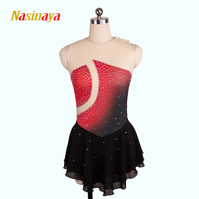 Figure Skating Dress Customized Competition Ice Skating Skirt for Girl Women Kids red black