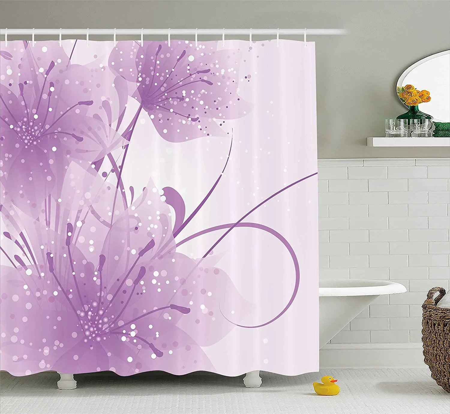 Шторы с фиолетовым цветком и бабочкой для дома декор ванной комнаты фиолетовые