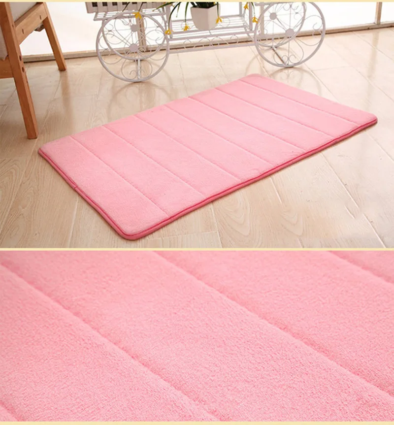 Konco 40*60cm Bath Mat Bathroom Carpet Rug coral fleece Memory Foam Bathroom Mat kitchen Door Floor tapis de bain - Цвет: pink
