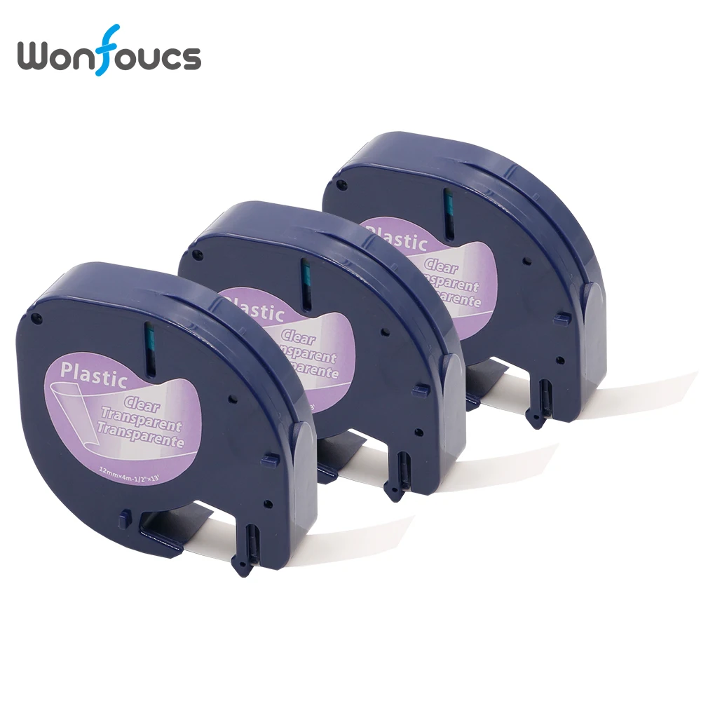 Wonfoucs Dymo LetraTag LT совместимый 16952 12267 3 шт 12 мм пластиковые ленты для этикеток