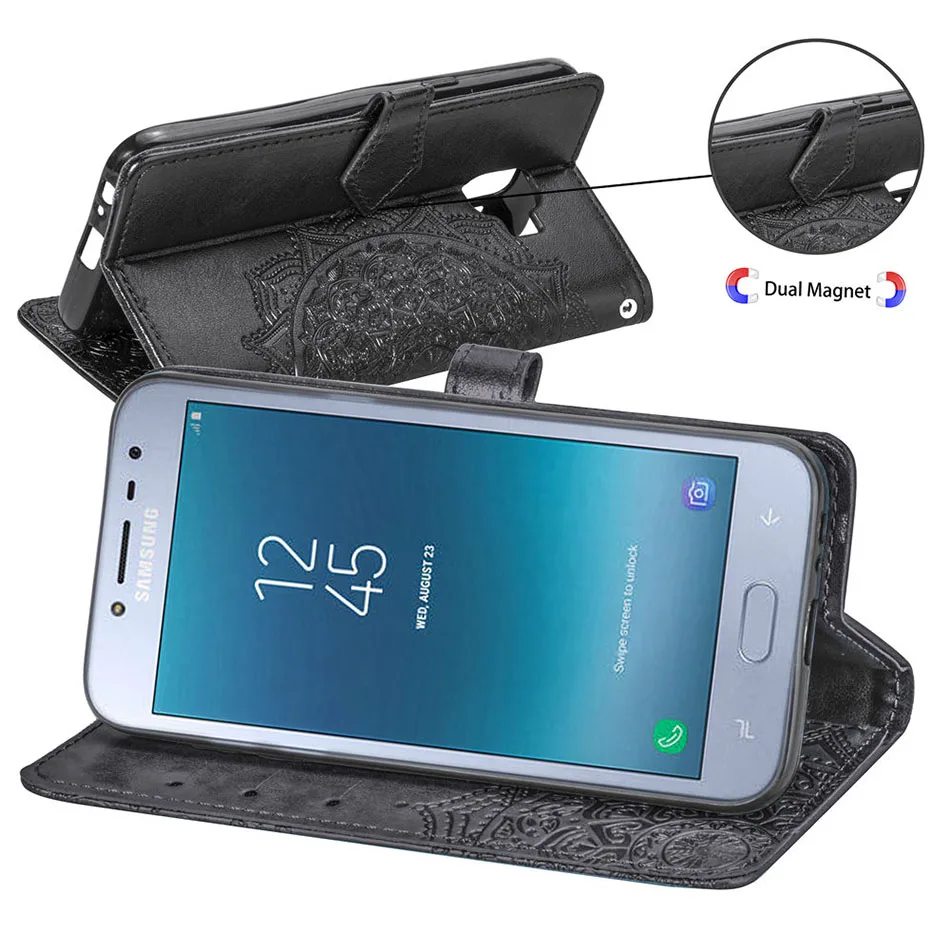 Cover For Samsung Galaxy J3 J2 Pro 2018 Stand cell Phone Case Luxury PU Leather Flip mobile Core Coque | Мобильные телефоны и