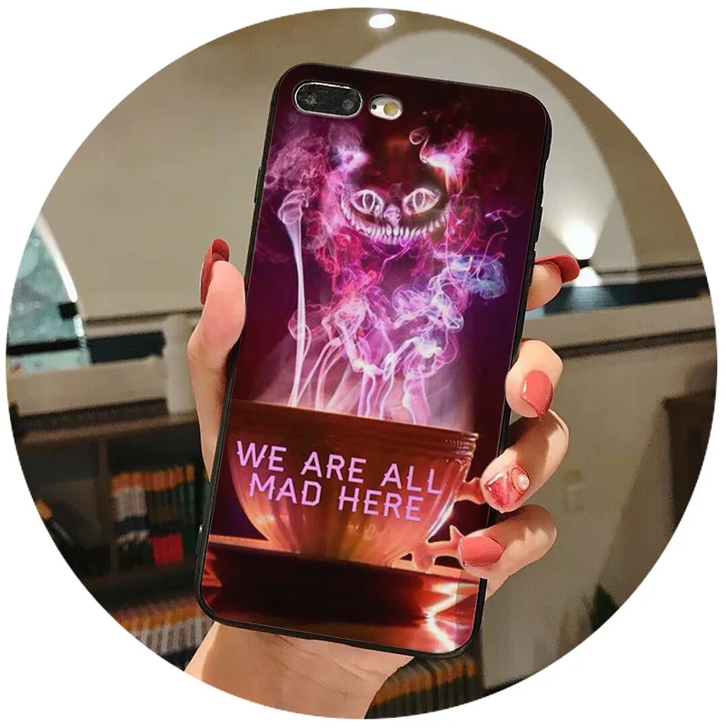Чехлы Алиса в стране чудес для iphone XS XR XSMAX Чеширский Мягкий силиконовый чехол iPhone X