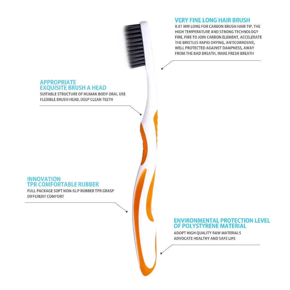 

2PCS Imported black charcoal and bristles toothbrush Oral Care Y016 (Color random)