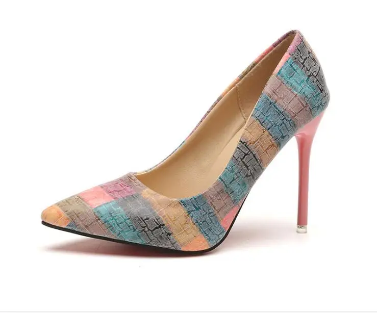 

Autumn spring new Matching Women Shoes Printed Sexy Stilettos High Heels Shallow Pointed Toe Women High Heels Pumps