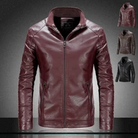 2019 new fashion autumn male leather jacket plus size 3xl black brown mens stand collar coats leather biker jackets