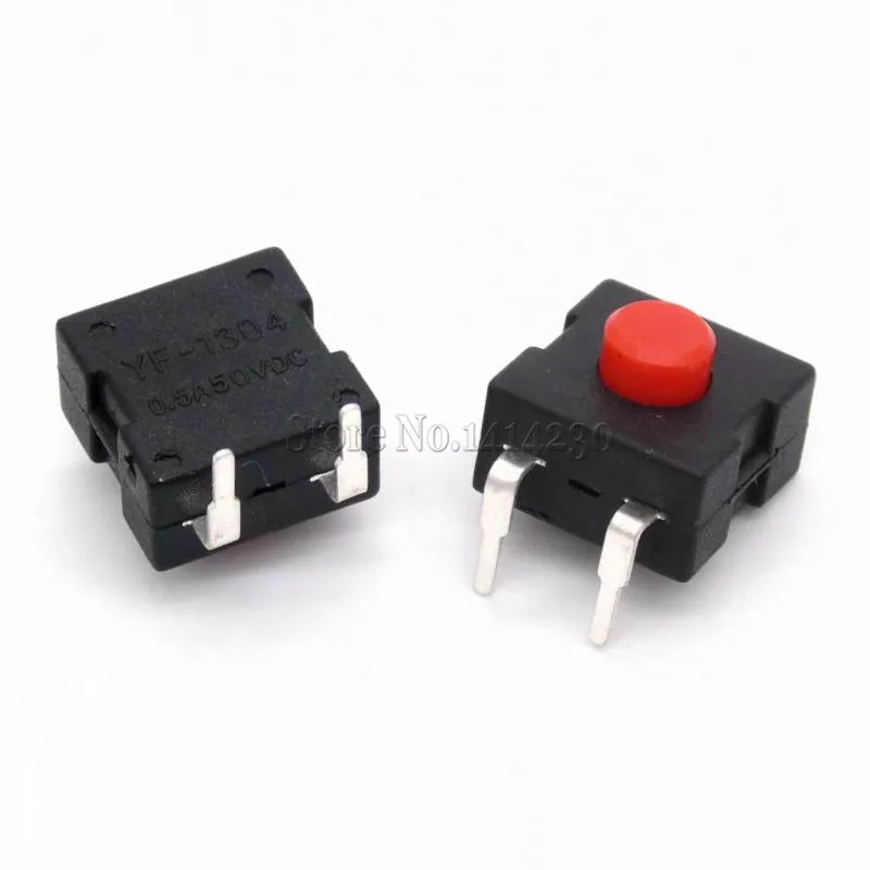 

10Pcs 1212-112DB 12*12mm Bending Foot 2pins Red Button LED Flashlight ON-OFF