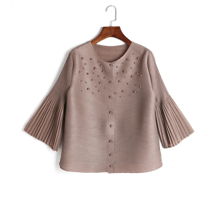 Женская плиссированная куртка Changpleat свободная тонкая однотонная короткая с