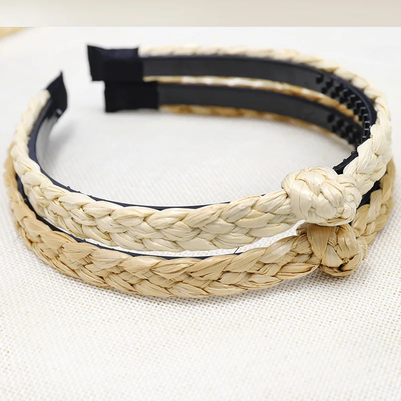 Плетеная соломенная повязка для волос ручной работы аксессуары женщин на голову