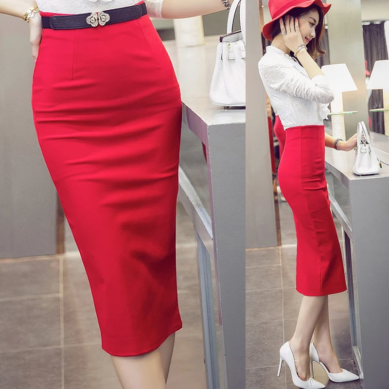 Юбка-карандаш с высокой талией большие размеры облегающая модная женская юбка