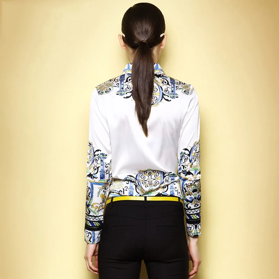 Рубашка с длинными рукавами Вышивка Для женщин Slim Fit Новый Модный пэчворк блузка