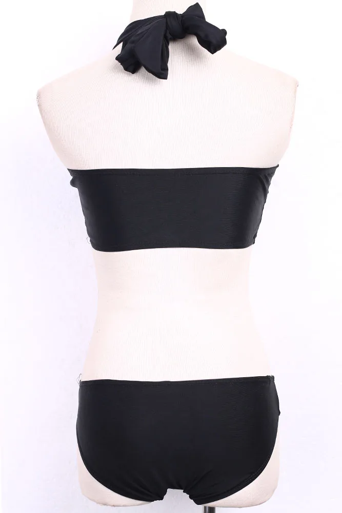 Однотонный пикантный женский раздельный купальник с эффектом пуш-ап пляжный