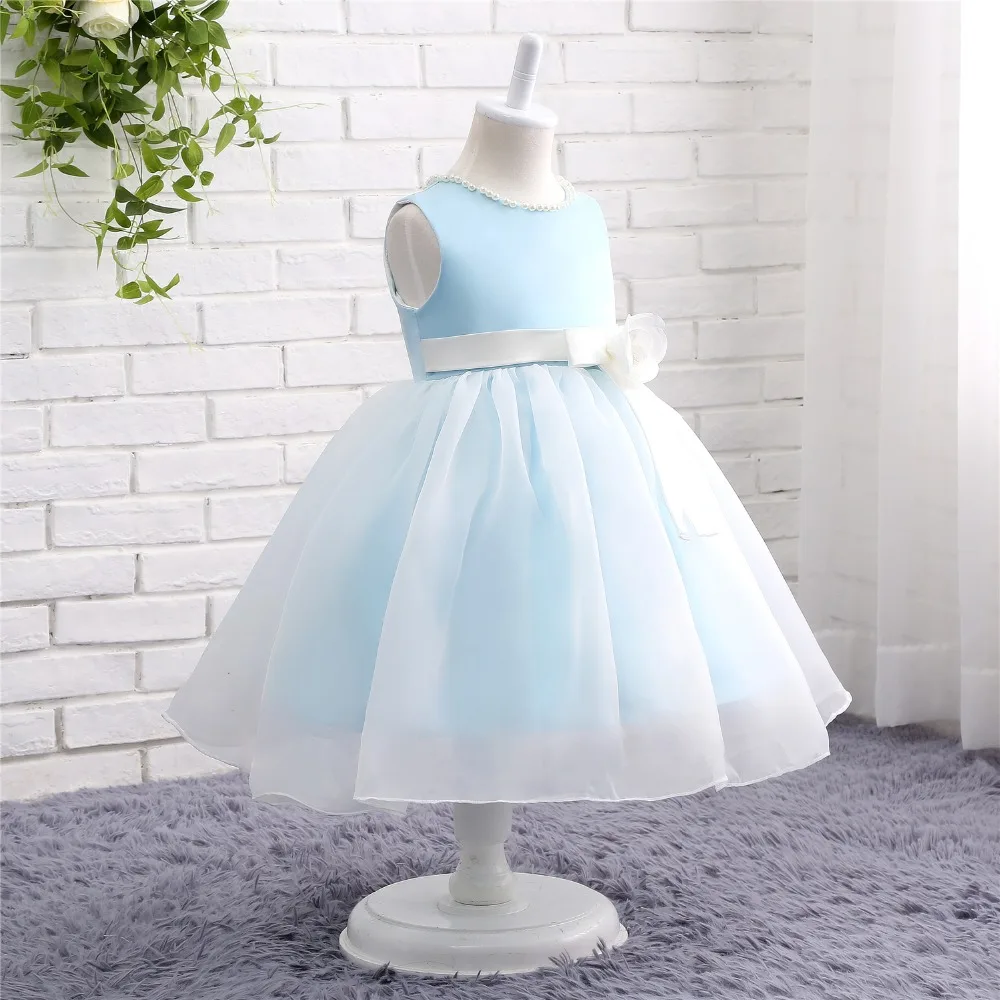 Элегантные платья для девочек с цветами и жемчугом трапециевидного