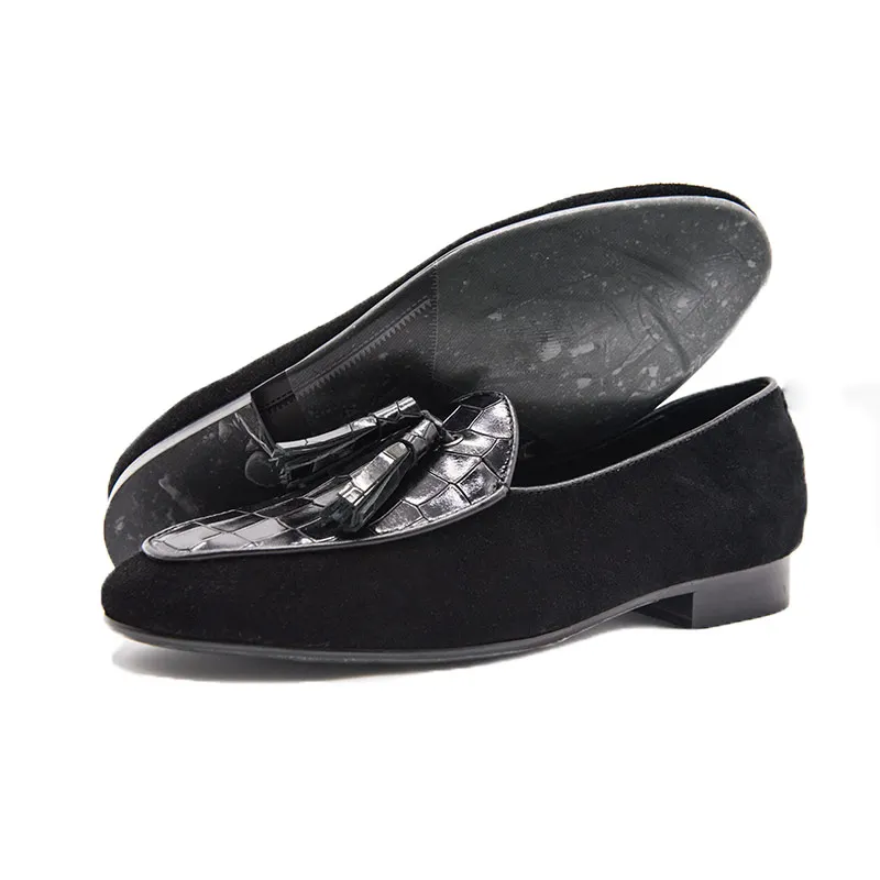 Мужские кожаные лоферы с кисточками свадебные и вечерние прошитые | Обувь