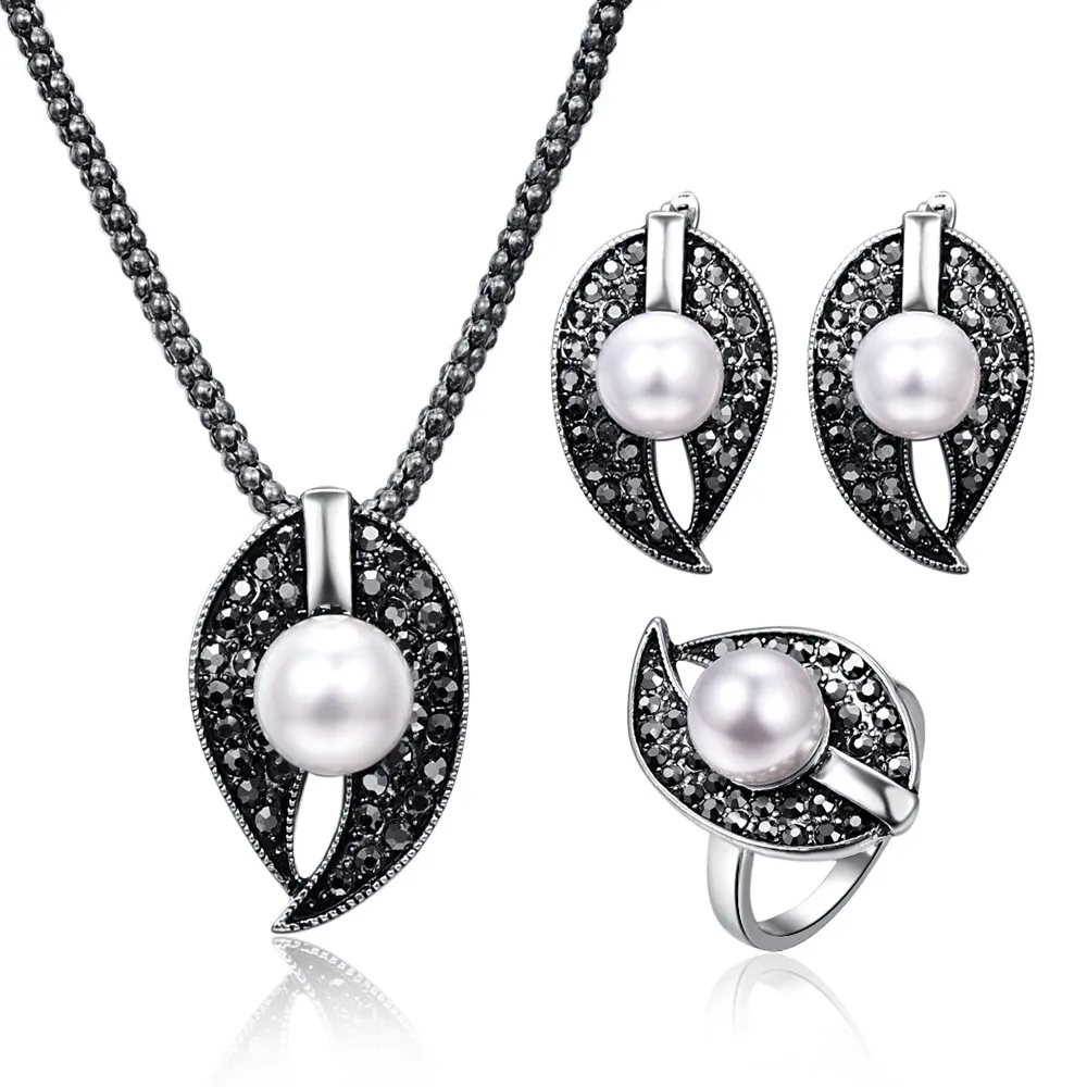 Винтажный жемчужный Свадебный комплект ювелирных изделий для женщин