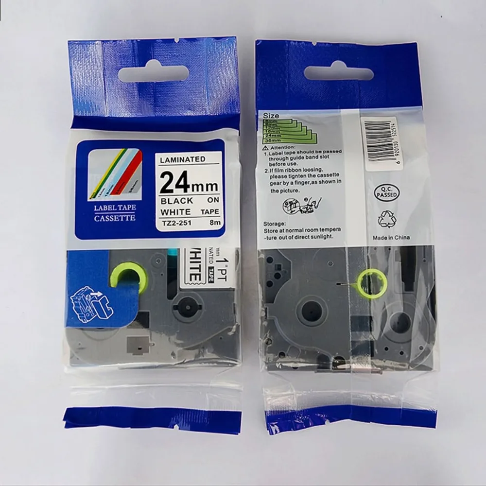 

1pcs TZe251 Compatible Label Tape for Brother TZe-251 TZ-251 TZ251 Black on White (0.94inch 1/1inch 24mm) 8m
