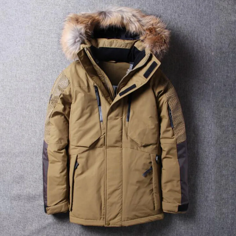 

2018 Down Jacket Men Winter Thick Warm 90% White Duck Down Hooded Big Fur Collar Man Down Coat Fashion Men Parkas