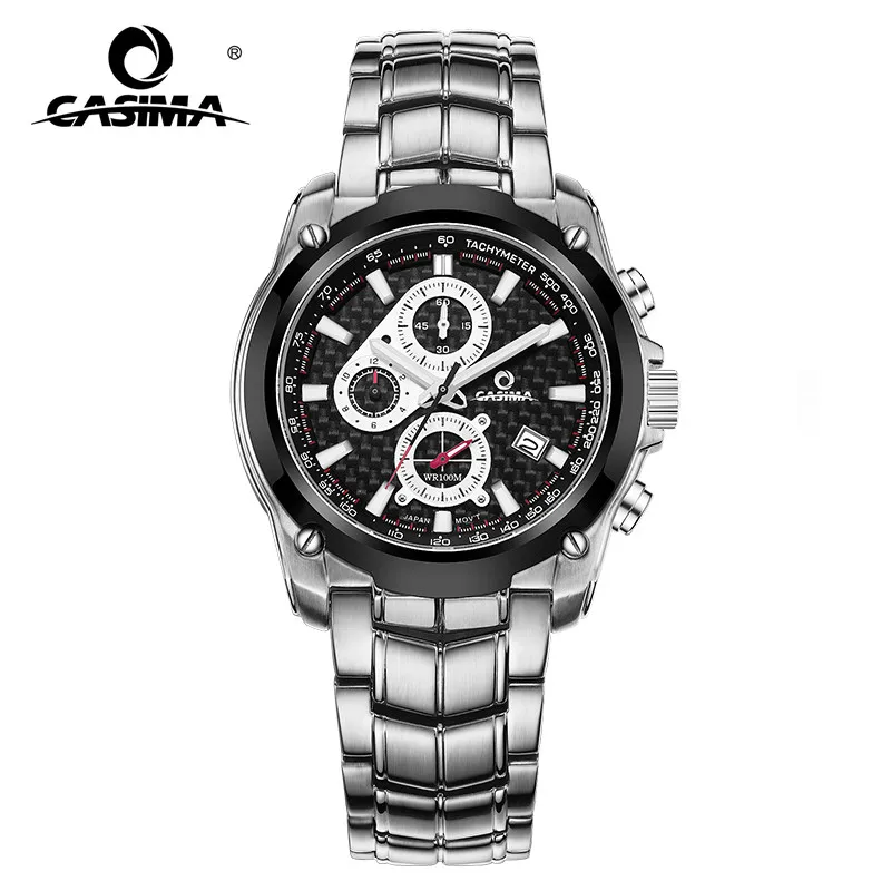 Черный CASIMA мужские часы Chronograp спортивные модные 100 м водонепроницаемые военные кварцевые наручные часы для ныряльщика мужские часы saat Relogio Masculino - Цвет: Черный