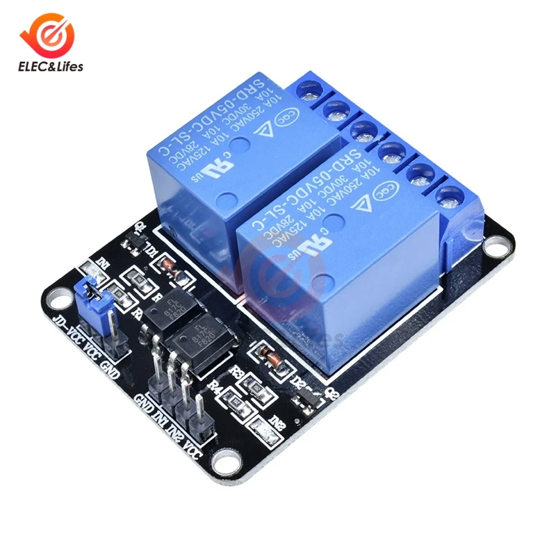Двухканальная плата релейного модуля оптрона 5 в 2 канала 8051 AVR PIC DSP ARM MSP430 TTL Logic для