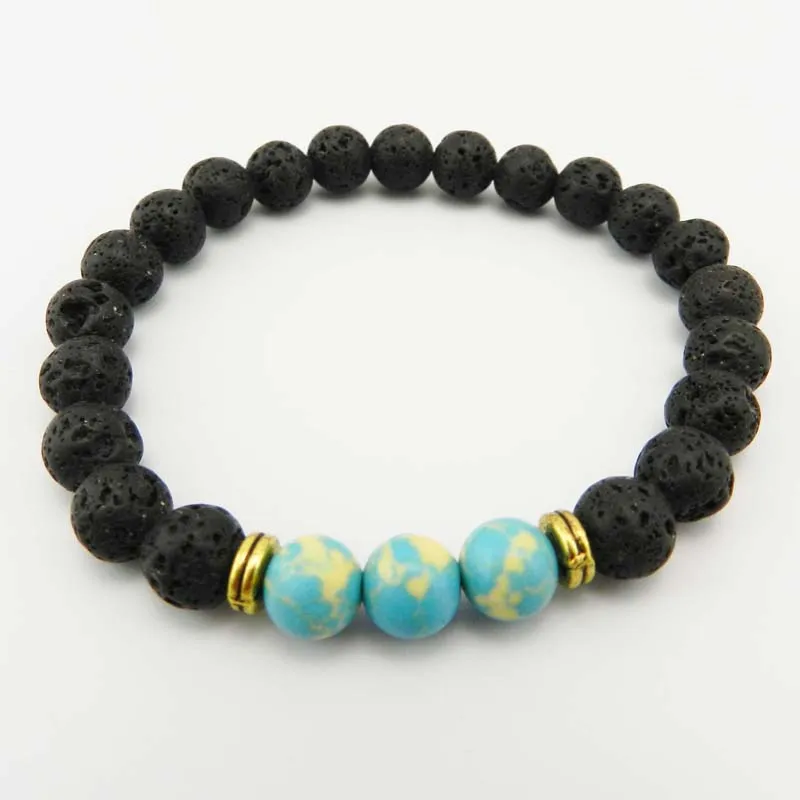 Новый дизайн высокое качество Черная Лава камень ювелирные изделия морской