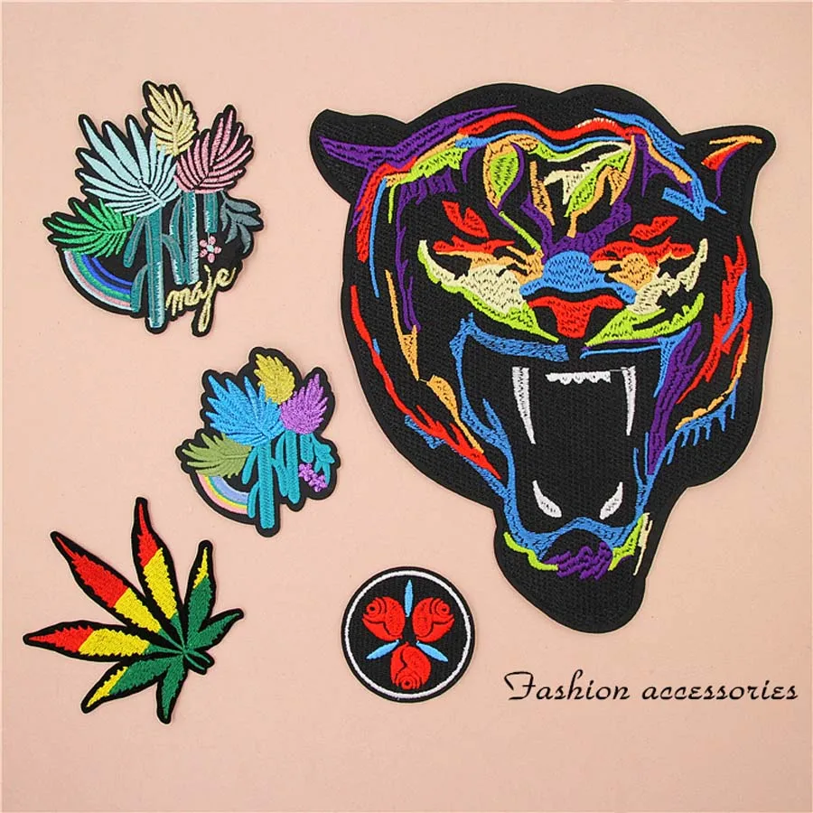 Ткань вышитая леопардовая Роза Патч наклейка на одежду сумка сшитая железная