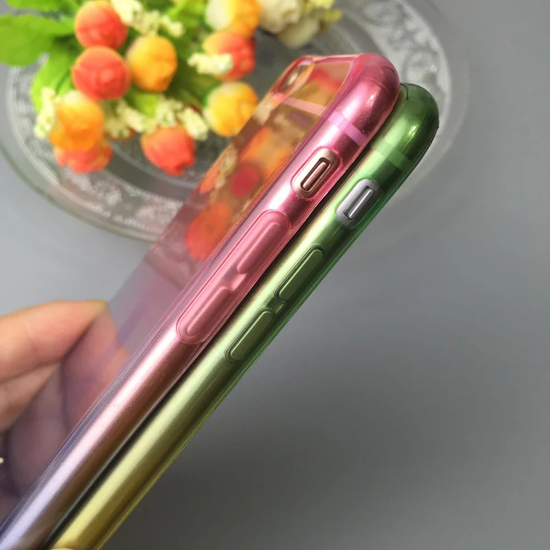 Gradient Color Silicone Case For iPhone 6 6S / Plus Luxury Anti-crash Cover i Phone 6Plus S Bag |