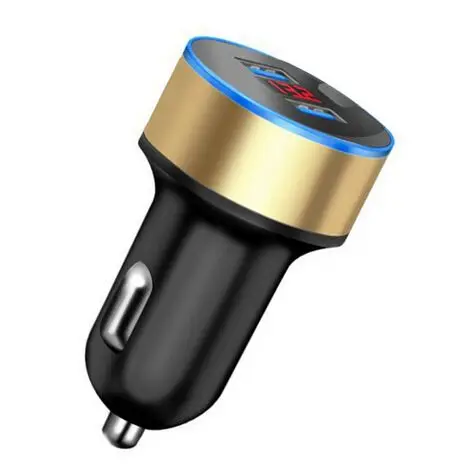 Gold Универсальное автомобильное зарядное устройство с двумя Usb, 5 В, 3,1 А, светодиодный дисплей, автомобильное зарядное устройство для телефона Xiaomi, samsung S8, iPhone X, 8 Plus, планшет и т. Д - Тип штекера: Gold
