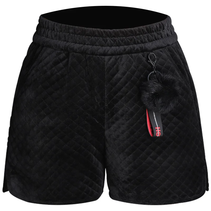 Women's Golden Velvet Thickened Shorts Loose Waist Fashion Warm Pocket Leisure | Женская одежда
