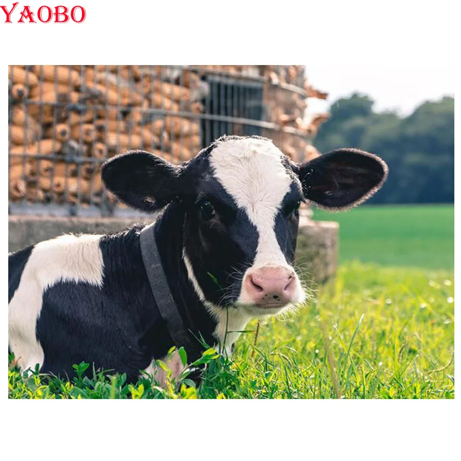 Алмазная вышивка 5D для домашнего декора, животные, корова, полная квадратная Алмазная картина, круглая Алмазная мозаика, стразы, живопись