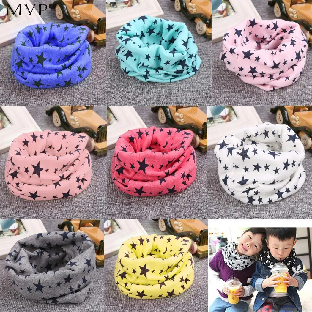 2018 детский хлопковый шарф с круглым вырезом милый теплый принтом Детские