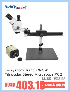 Lucky Zoom Brand 3.5X-90X STL8 single boom guide stand Stereo Zoom trinocular Microscope 14MP Camera 144pcs LED Ring Light