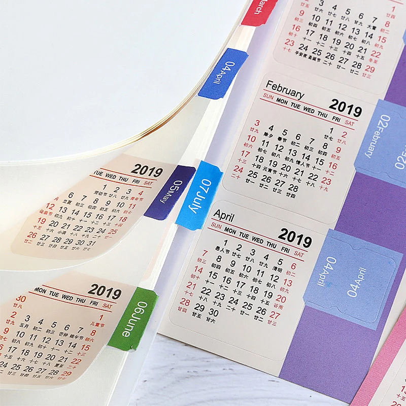 CXZY 2 листа 2019 года календарь самодельные этикетки наклейки скрапбукинг блокнот