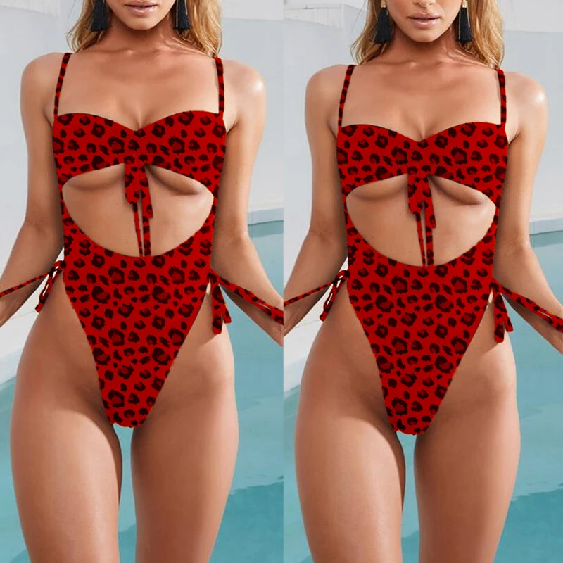 Женский привлекательный белый купальник Simplee полое бикини с высоким вырезом