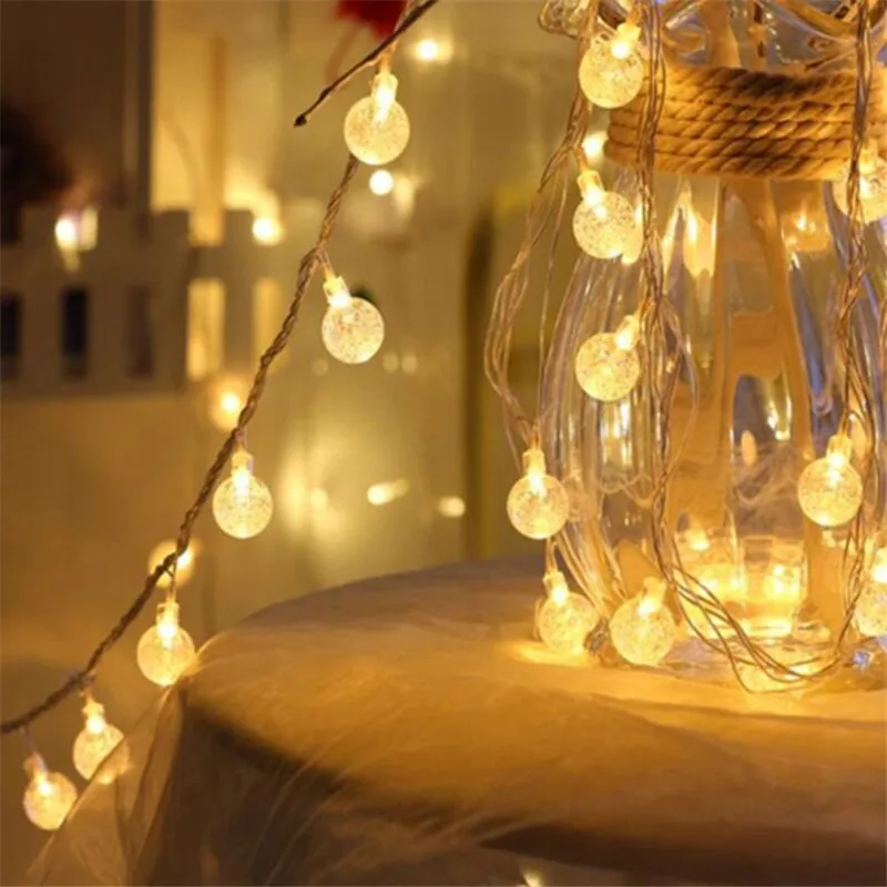 Hot selling AA Battery 3M 20 LED Crystal Ball bulb string lights Garland LED Christmas decorations Festival outdoor Wedding 3m globe led garland starry crystal wishing ball string lights decors for curtains bedroom living room balcony christmas wedding