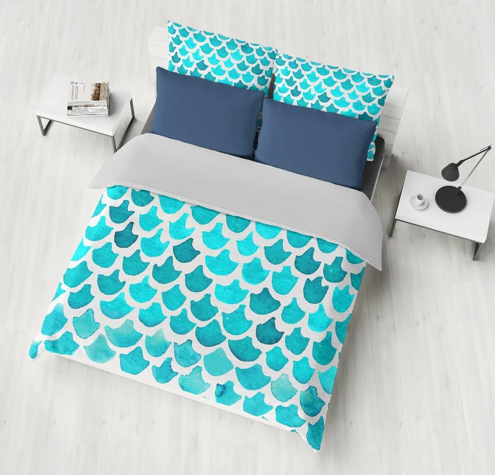 Home Textile fashion fresh Bedding Sets bule white flowers lilacs Pastoral style 3pcs Duvet Cover Soft Polyester bedclothes | Дом и сад