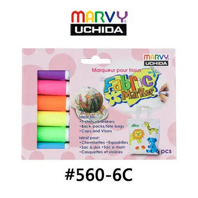 Marvy тканевая ручка 6A/6B/10A/12A/30A цветные маркеры ручки нетоксичные DIY граффити живопись одежда Маркеры Ручка - Цвет: 560-6C