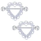 Пикантные кольца для сосков в форме сердца из хирургической стали, перо, цветок, стержень для сосков, штанга, кольца для пирсинга, панк, имитация пирсинга, 2 шт.