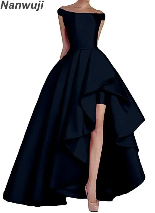 Ameision 2019 Boat Neck Royal Blue Women's Off Shoulder Long Evening Prom Dresses High Low Formal Gowns | Свадьбы и торжества