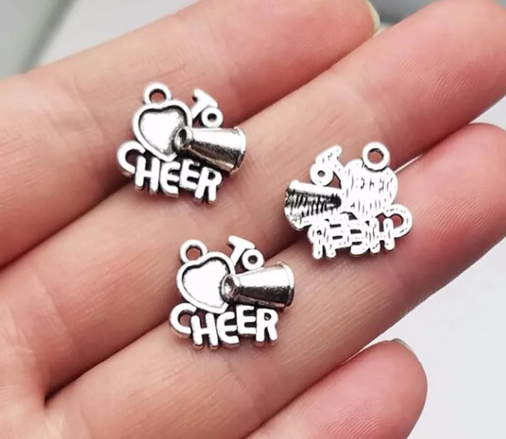 

25 шт./лот-16x14 мм, античное посеребренное покрытие I love to cheer charms,DIY принадлежности, ювелирные аксессуары