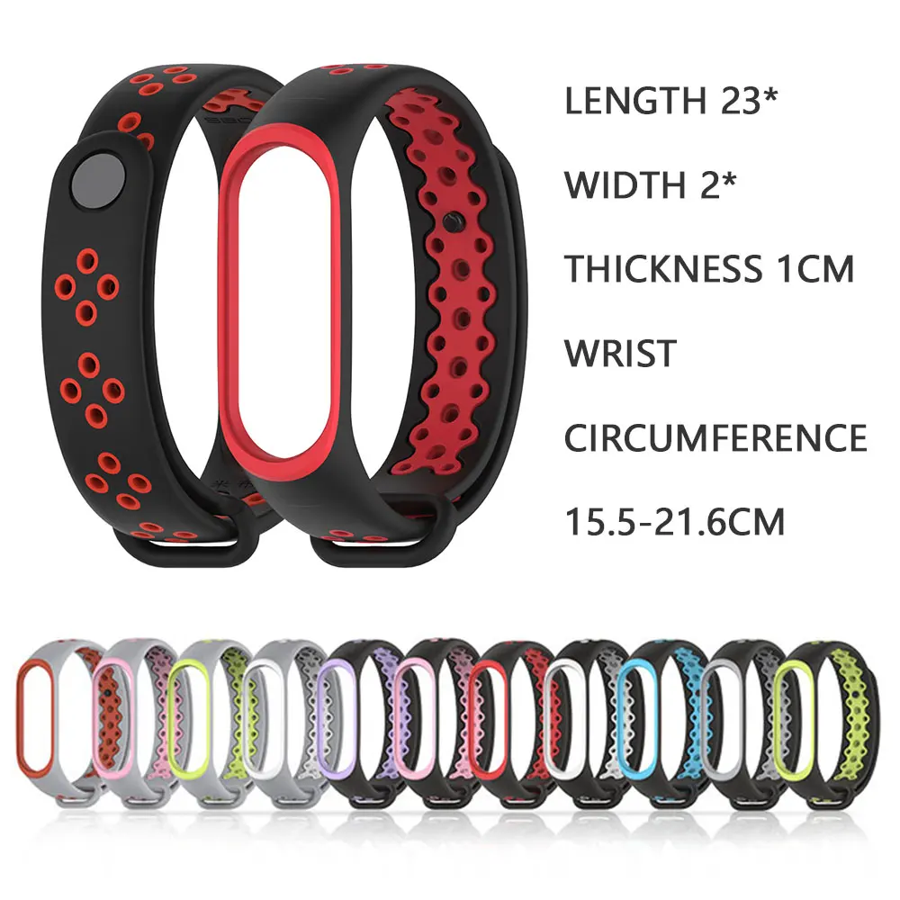 KOBWA Цвет ful силикона ремень для xiaomi mi Band 3 двойной спортивный ремешок Ремешок band