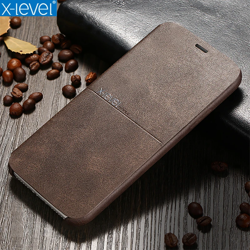 X-Level Case For iPhone X XS XsMax PU Leather Flip Folding Stand Business Retro Protection Phone Cover Max XR | Мобильные телефоны