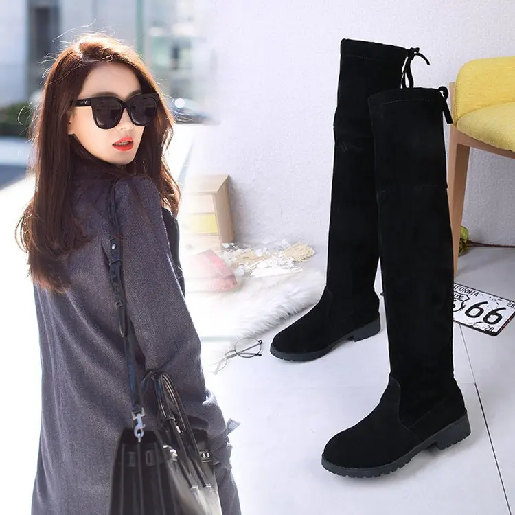 Модные повседневные женские сапоги из PU искусственной кожи с круглым носком