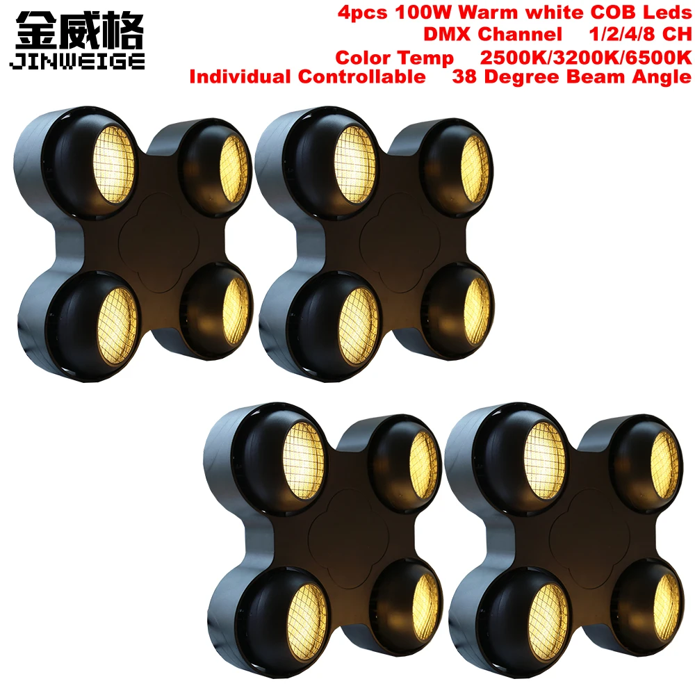 

Бесплатная доставка, 4 шт./лот, 4x100 Вт, теплый белый монолитный блок светодиодов с 4 глазами, светодиодная аудитория для сцены, ТВ, студии, церк...