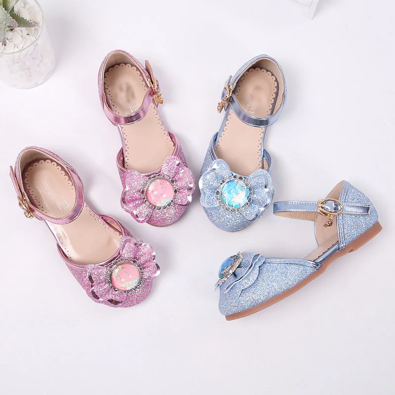 

Little Girl's Adorable Sparkle Mary Jane Side Bow Strap Low Heels Princess Dress Cosplay Performance Sandals