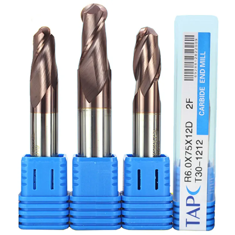 1PCS HRC50 Ball Nose End Mill 2 Edge 4mm 5mm 6mm 8mm 10mm 12mm 16mm 18mm 20mm Tungsten Steel Hard Alloy Coated Milling Cutter |